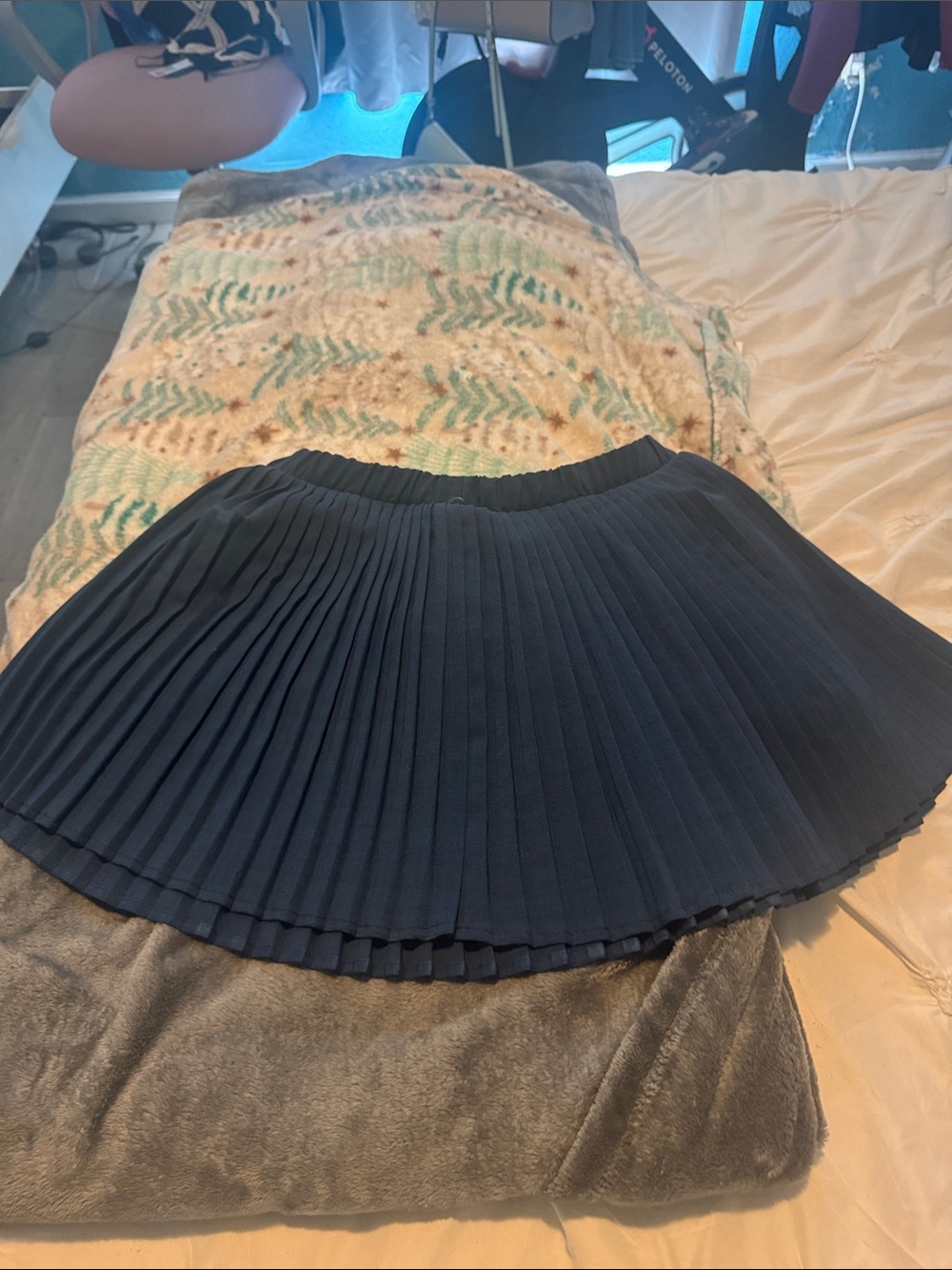 No Boundaries Navy Pleated Mini Skirt